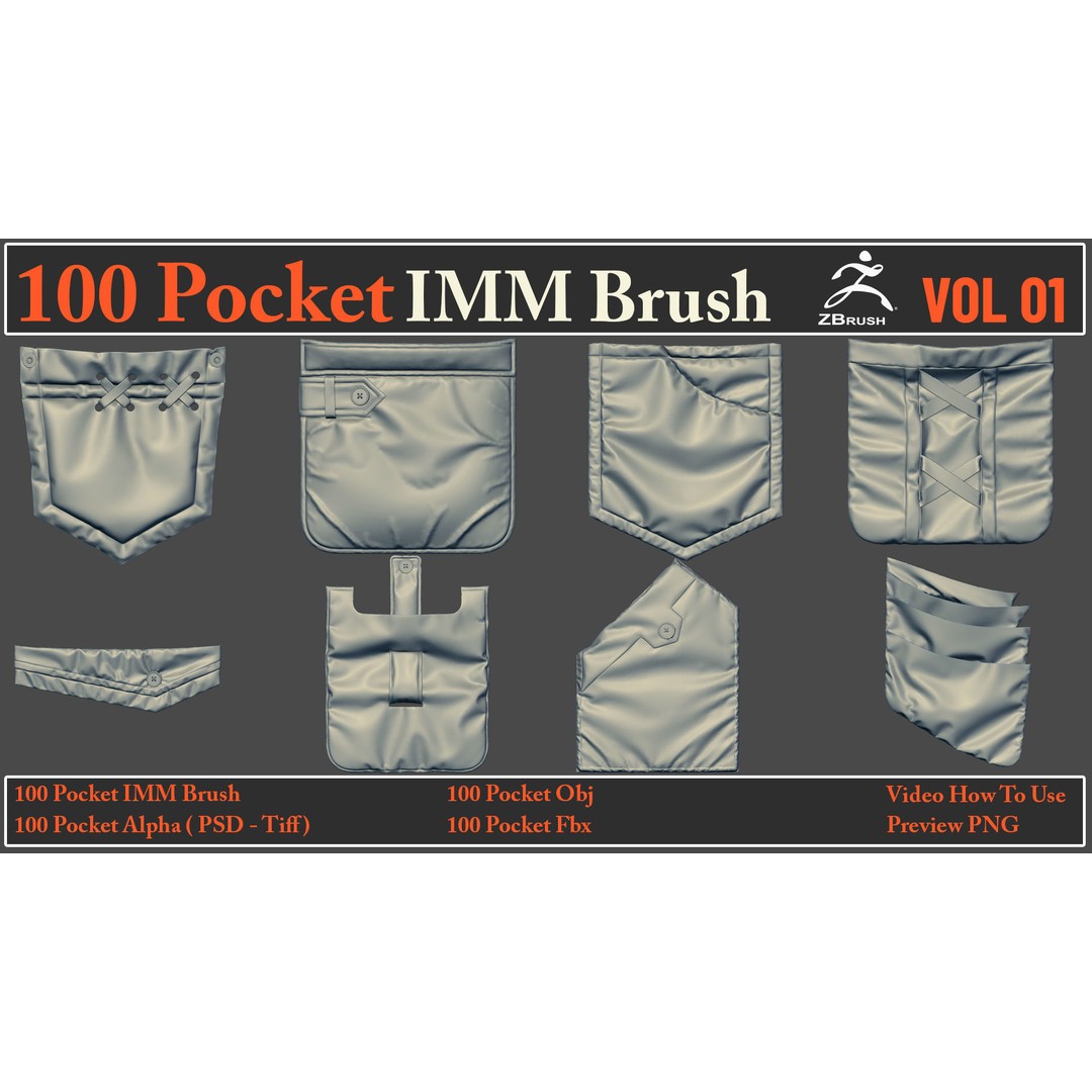 Pocket IMM Brush 3D Model – 100 High-Quality FBX & OBJ Files - View 4
