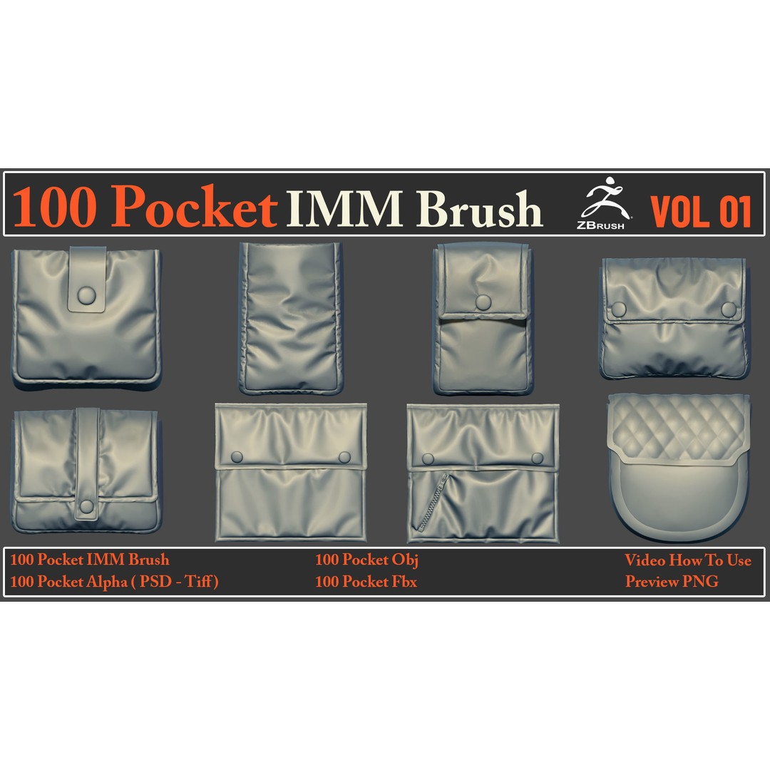 Pocket IMM Brush 3D Model – 100 High-Quality FBX & OBJ Files - View 5