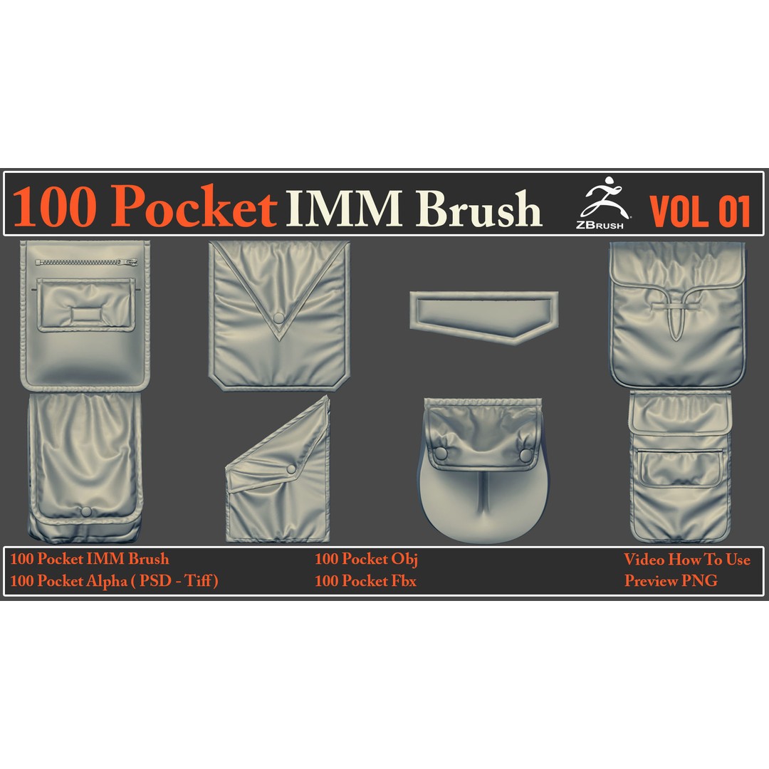 Pocket IMM Brush 3D Model – 100 High-Quality FBX & OBJ Files - View 6
