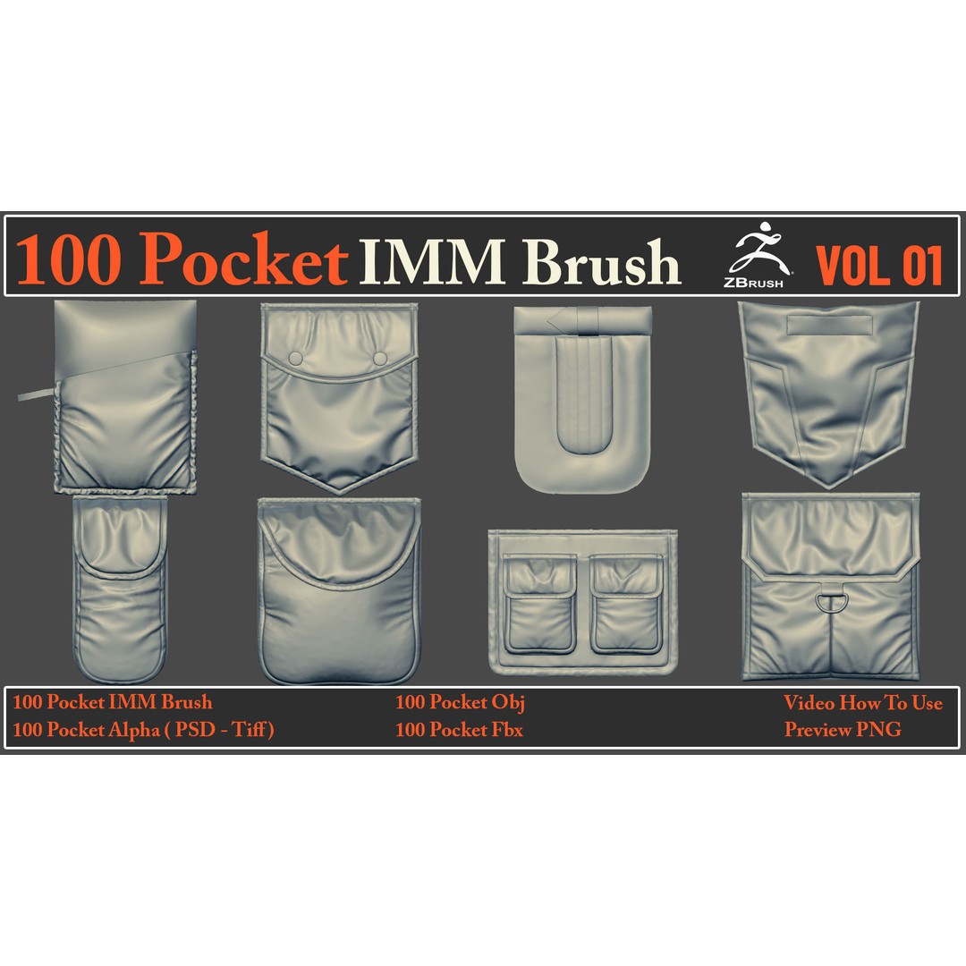 Pocket IMM Brush 3D Model – 100 High-Quality FBX & OBJ Files - View 7