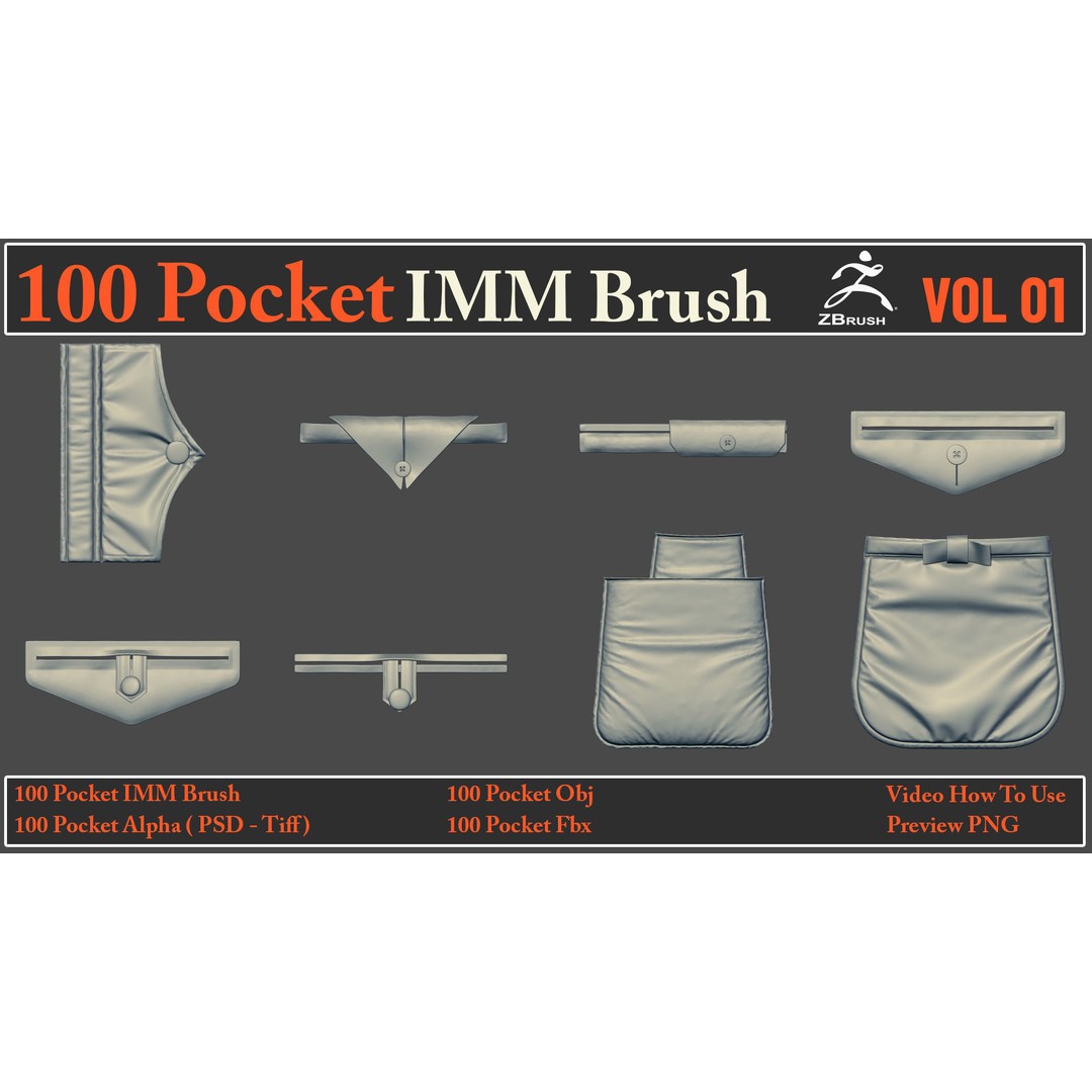 Pocket IMM Brush 3D Model – 100 High-Quality FBX & OBJ Files - View 9