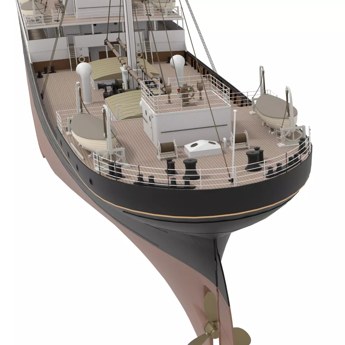 Steam Ship - Low-Poly Game-Ready 3D Model - View 10