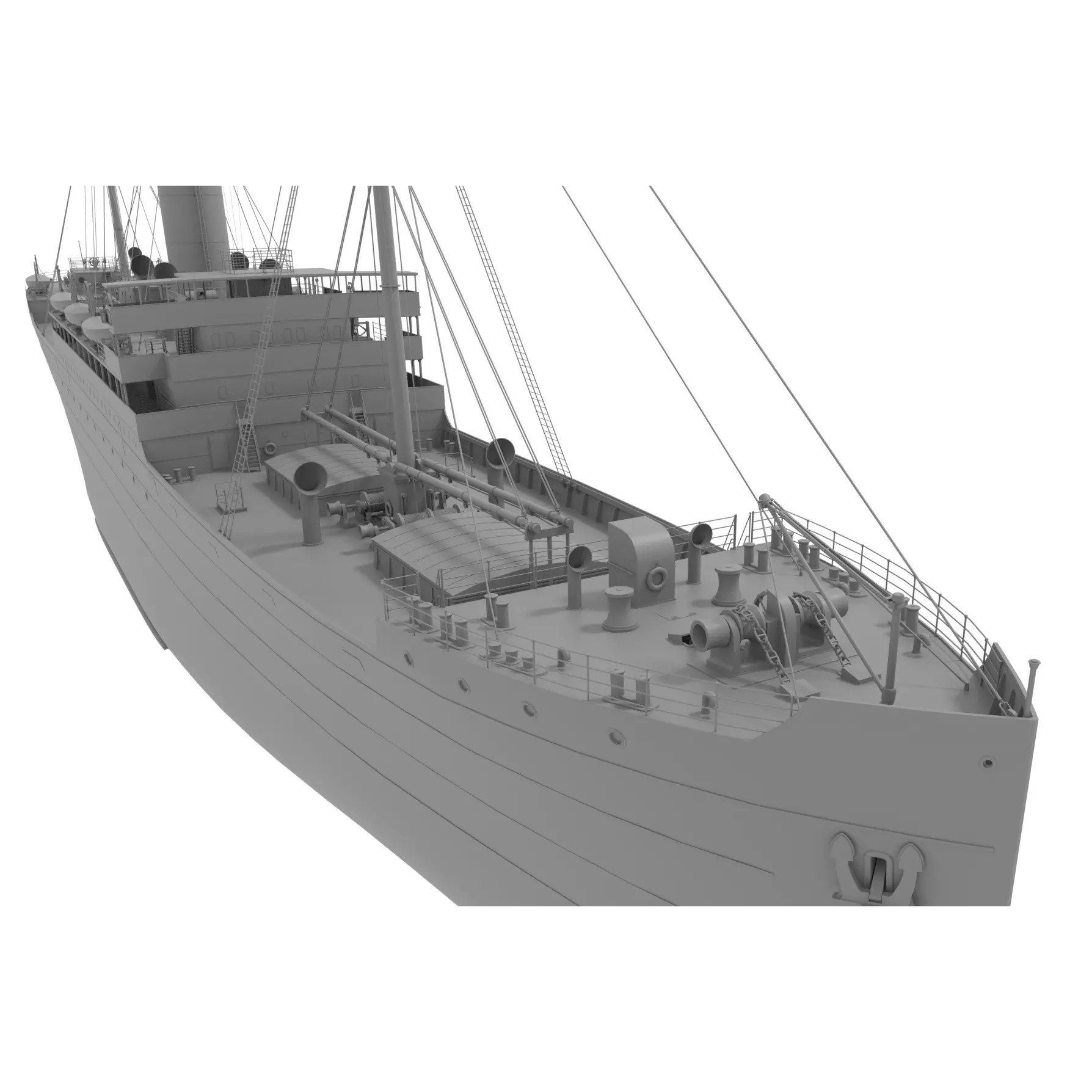 Steam Ship - Low-Poly Game-Ready 3D Model - View 15
