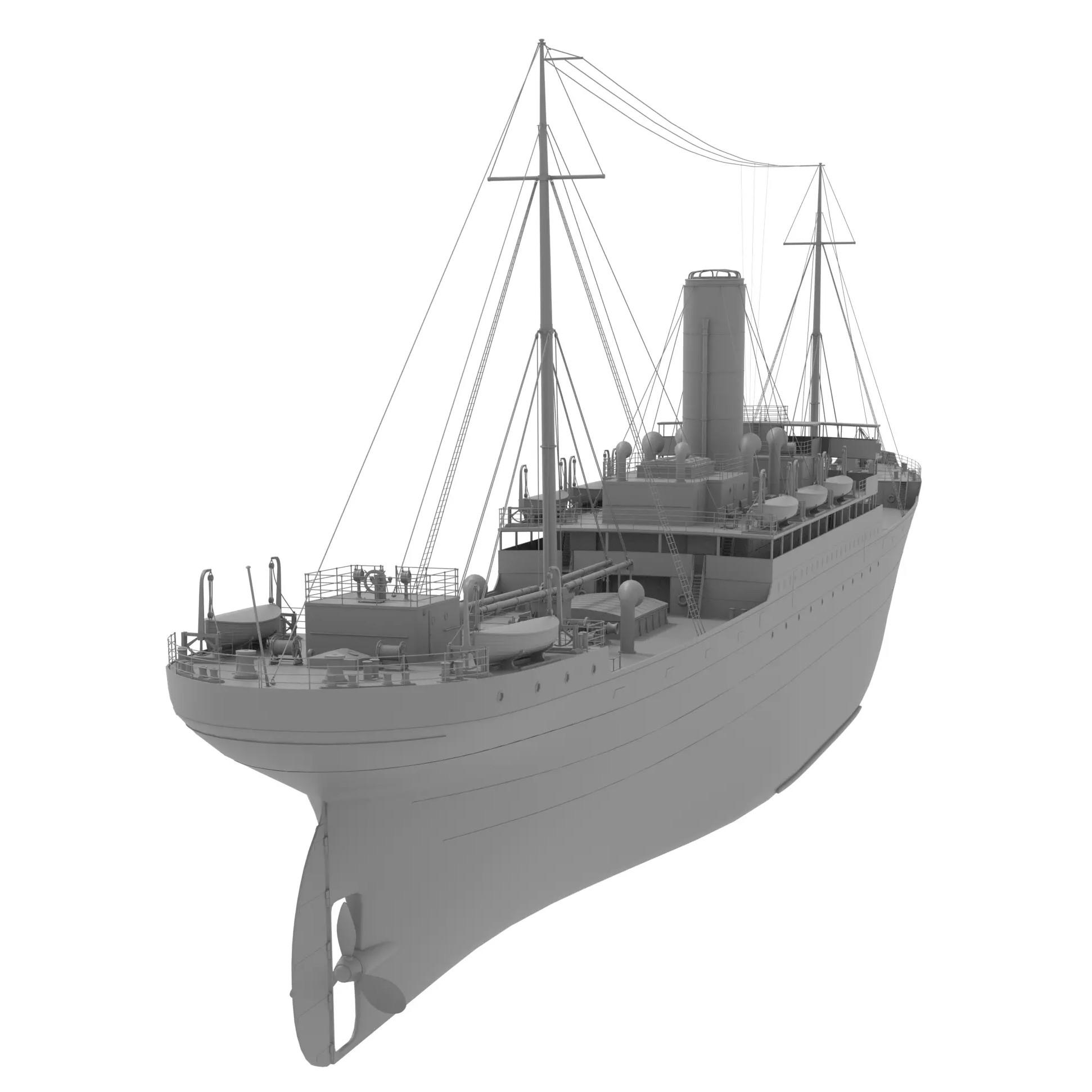 Steam Ship - Low-Poly Game-Ready 3D Model - View 16