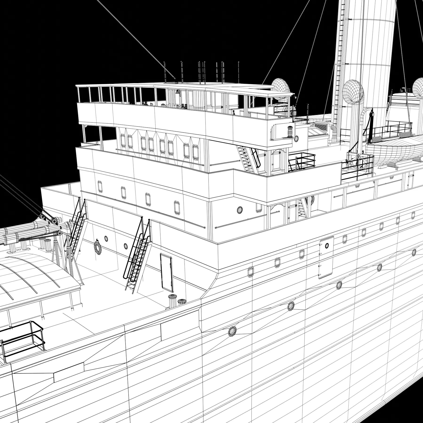 Steam Ship - Low-Poly Game-Ready 3D Model - View 18