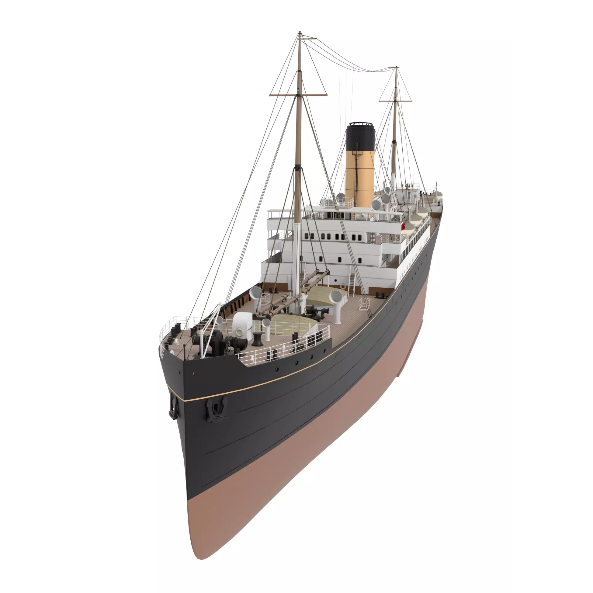Steam Ship - Low-Poly Game-Ready 3D Model - View 6