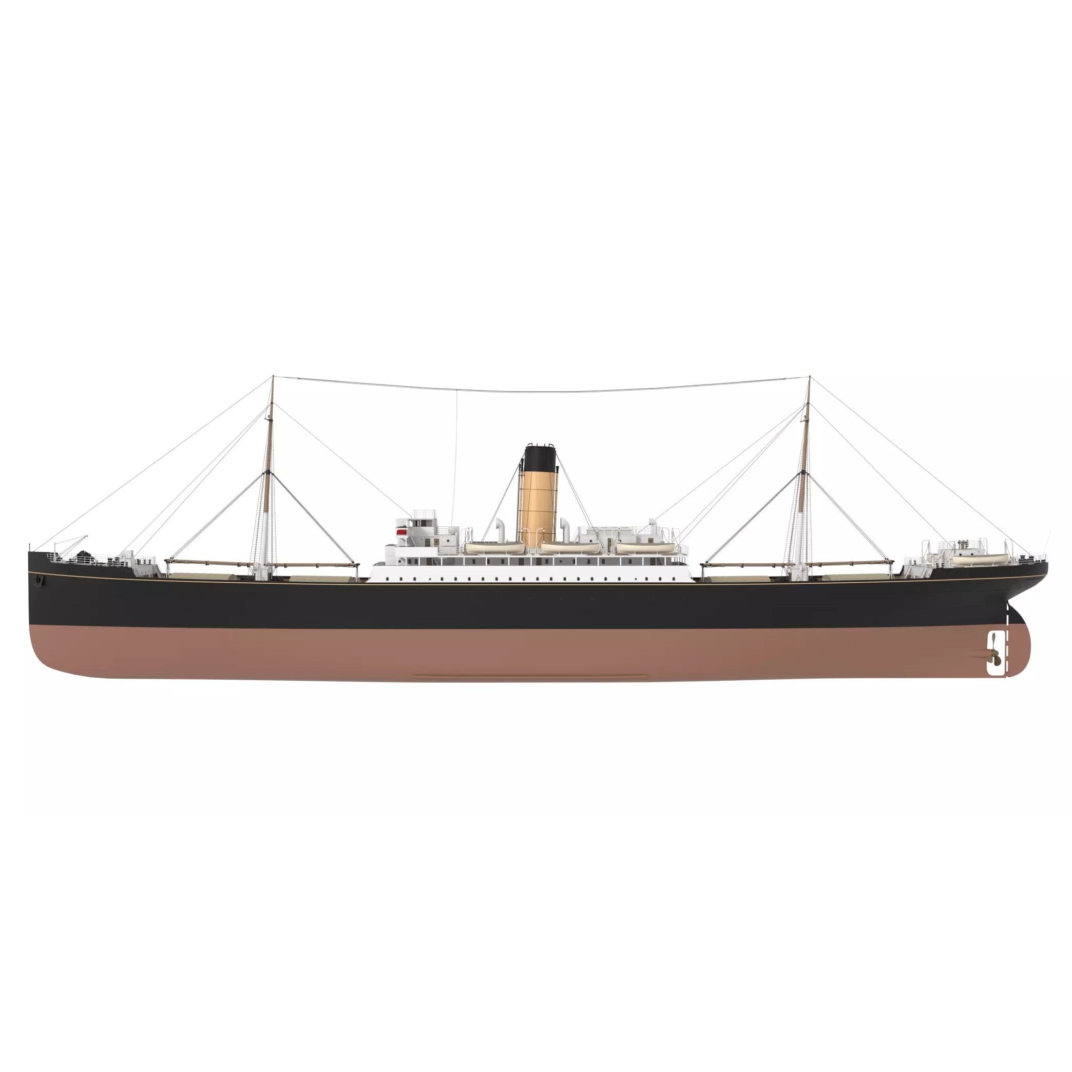 Steam Ship - Low-Poly Game-Ready 3D Model - View 8
