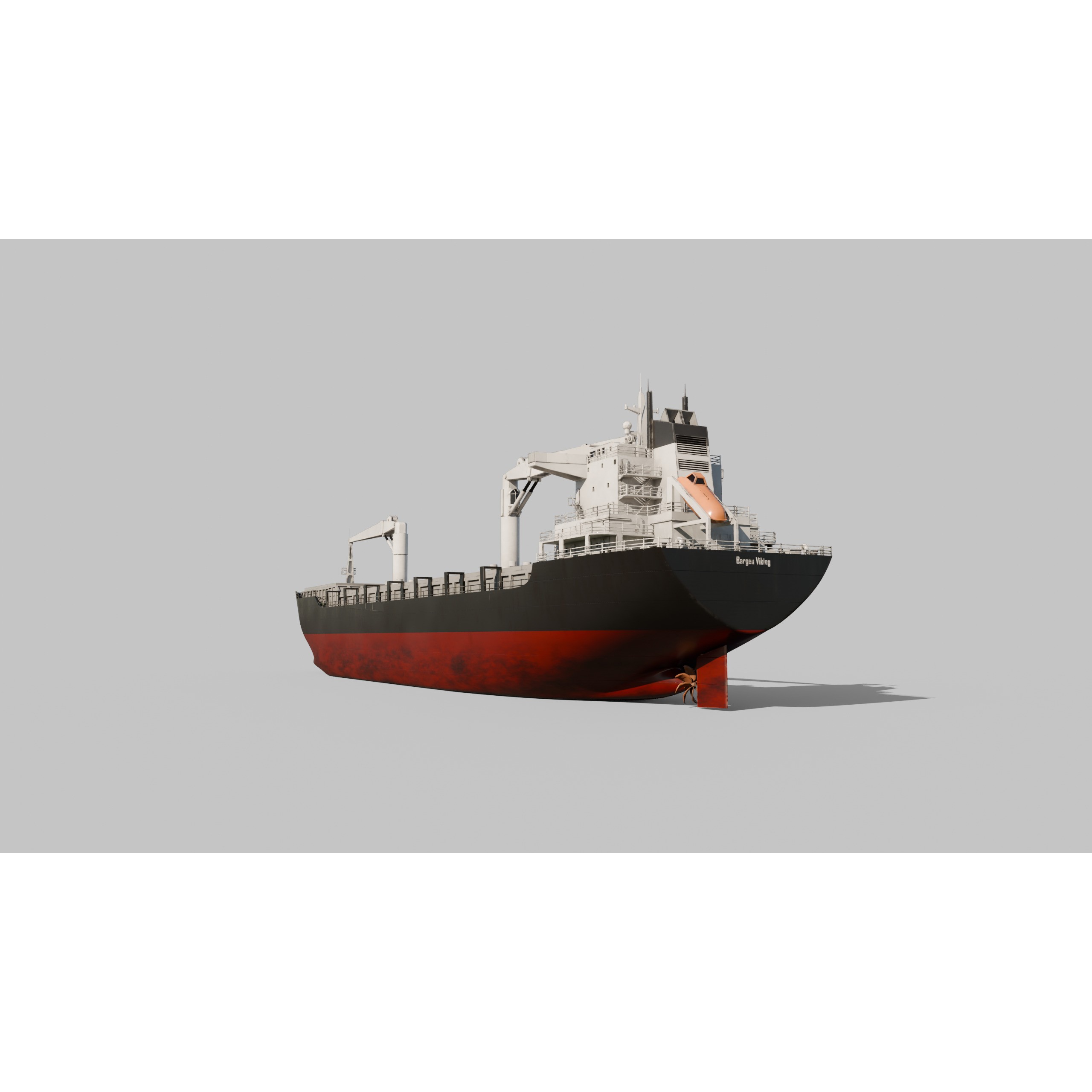 Cargo Ship - Low-Poly Game-Ready 3D Model - View 3