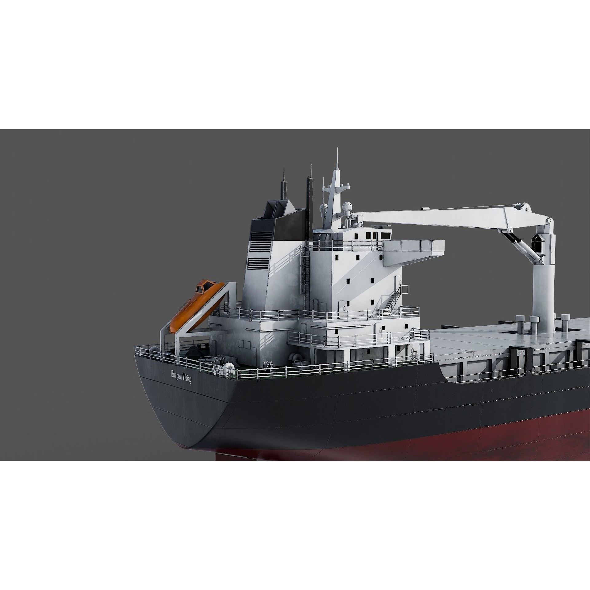 Cargo Ship - Low-Poly Game-Ready 3D Model - View 6