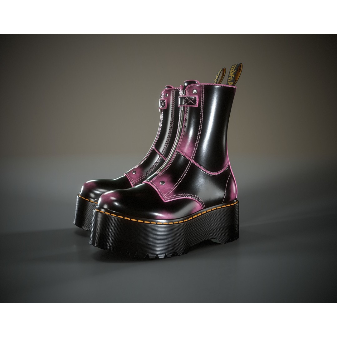Dr. Martens Jetta Hi Max 3D Model – Low Poly Game-Ready Asset, FBX, OBJ - View 10