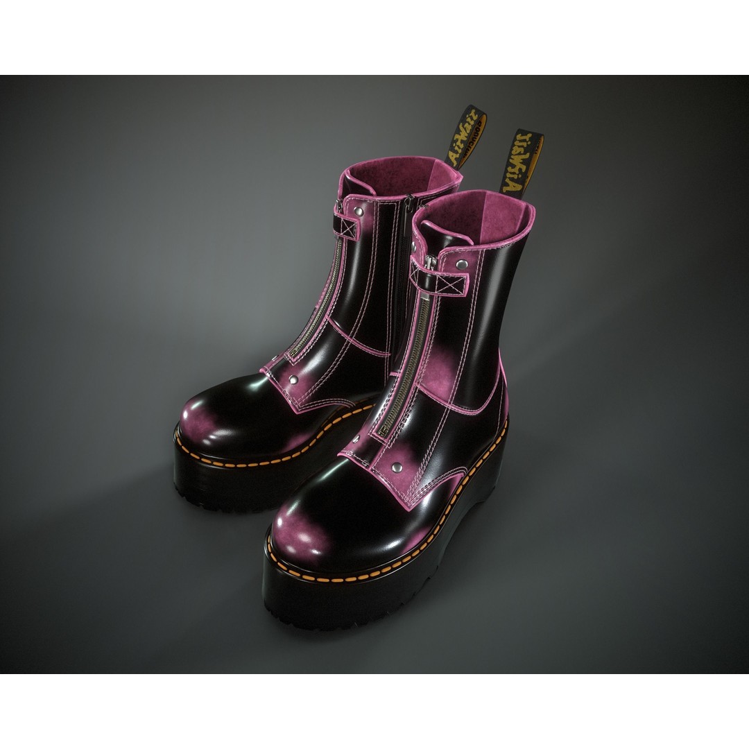 Dr. Martens Jetta Hi Max 3D Model – Low Poly Game-Ready Asset, FBX, OBJ - View 12