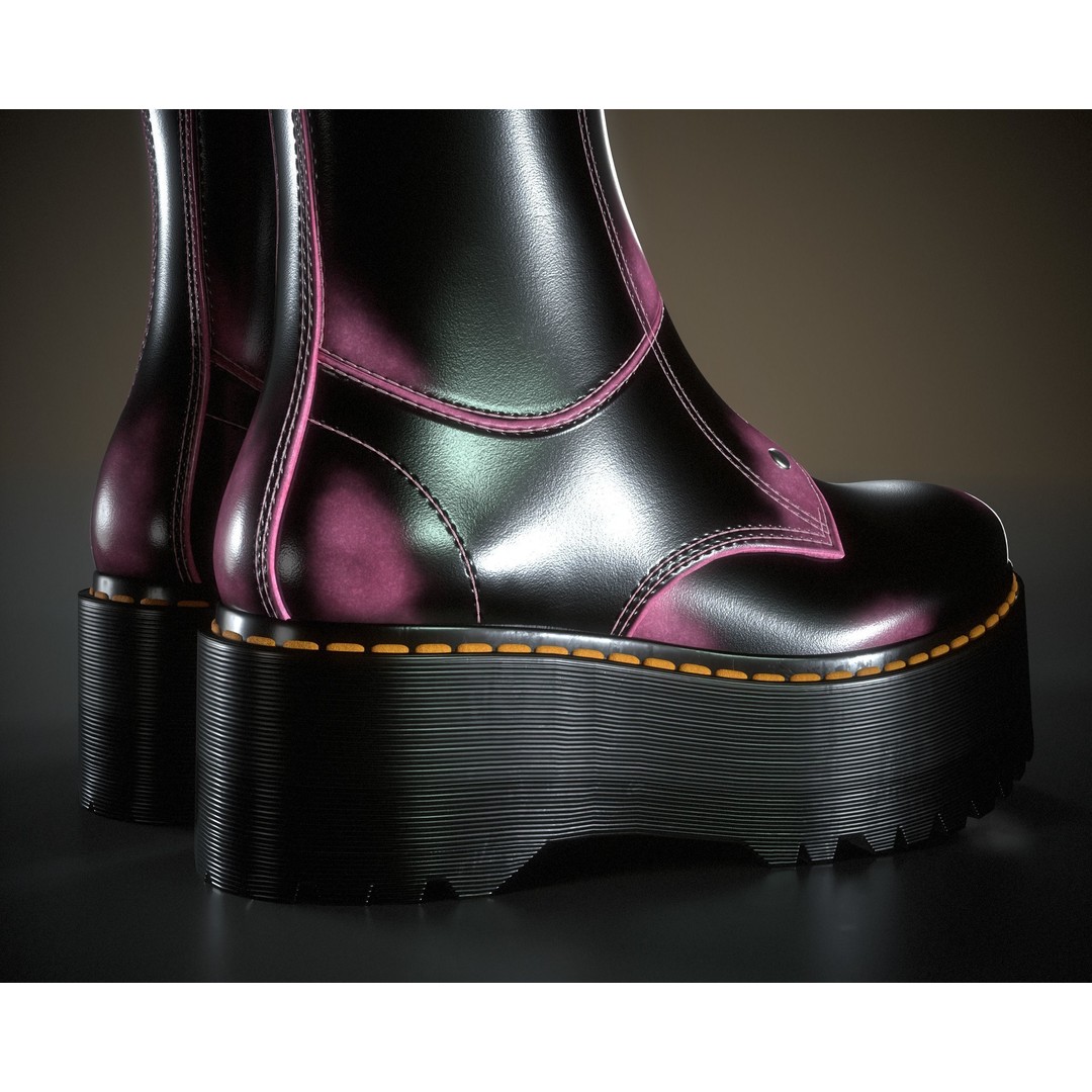 Dr. Martens Jetta Hi Max 3D Model – Low Poly Game-Ready Asset, FBX, OBJ - View 17
