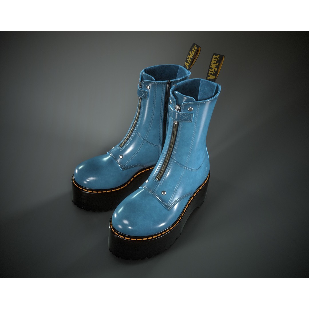 Dr. Martens Jetta Hi Max 3D Model – Low Poly Game-Ready Asset, FBX, OBJ - View 20