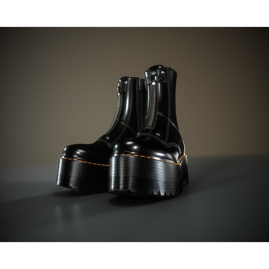 Dr. Martens Jetta Hi Max 3D Model – Low Poly Game-Ready Asset, FBX, OBJ - View 3