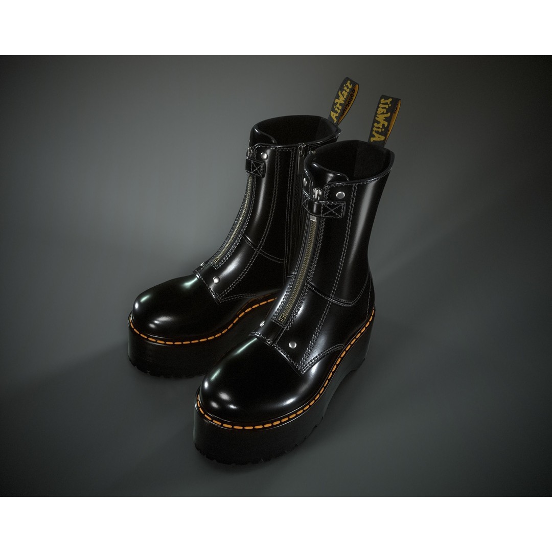 Dr. Martens Jetta Hi Max 3D Model – Low Poly Game-Ready Asset, FBX, OBJ - View 4