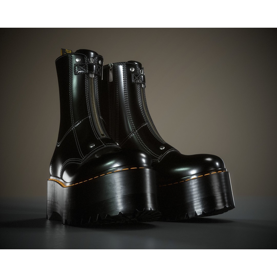 Dr. Martens Jetta Hi Max 3D Model – Low Poly Game-Ready Asset, FBX, OBJ - View 8