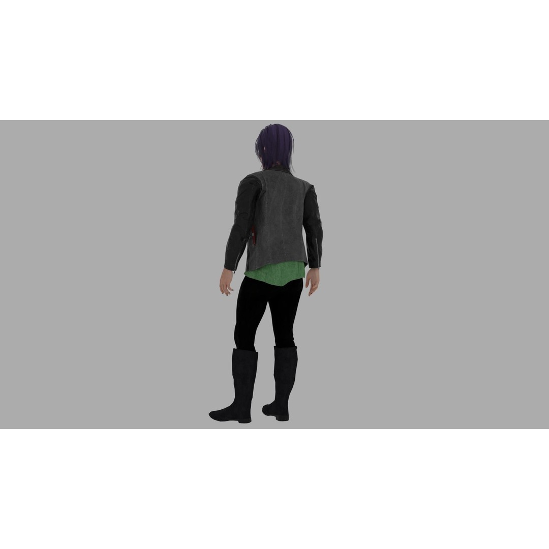 Rigged Female Character 3D Model – High Poly PBR Asset, FBX, Blender