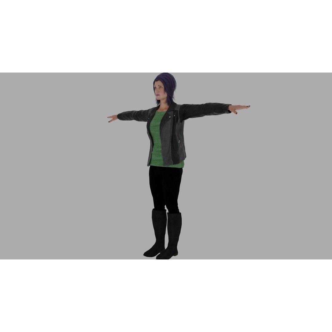 Rigged Female Character 3D Model – High Poly PBR Asset, FBX, Blender - View 12