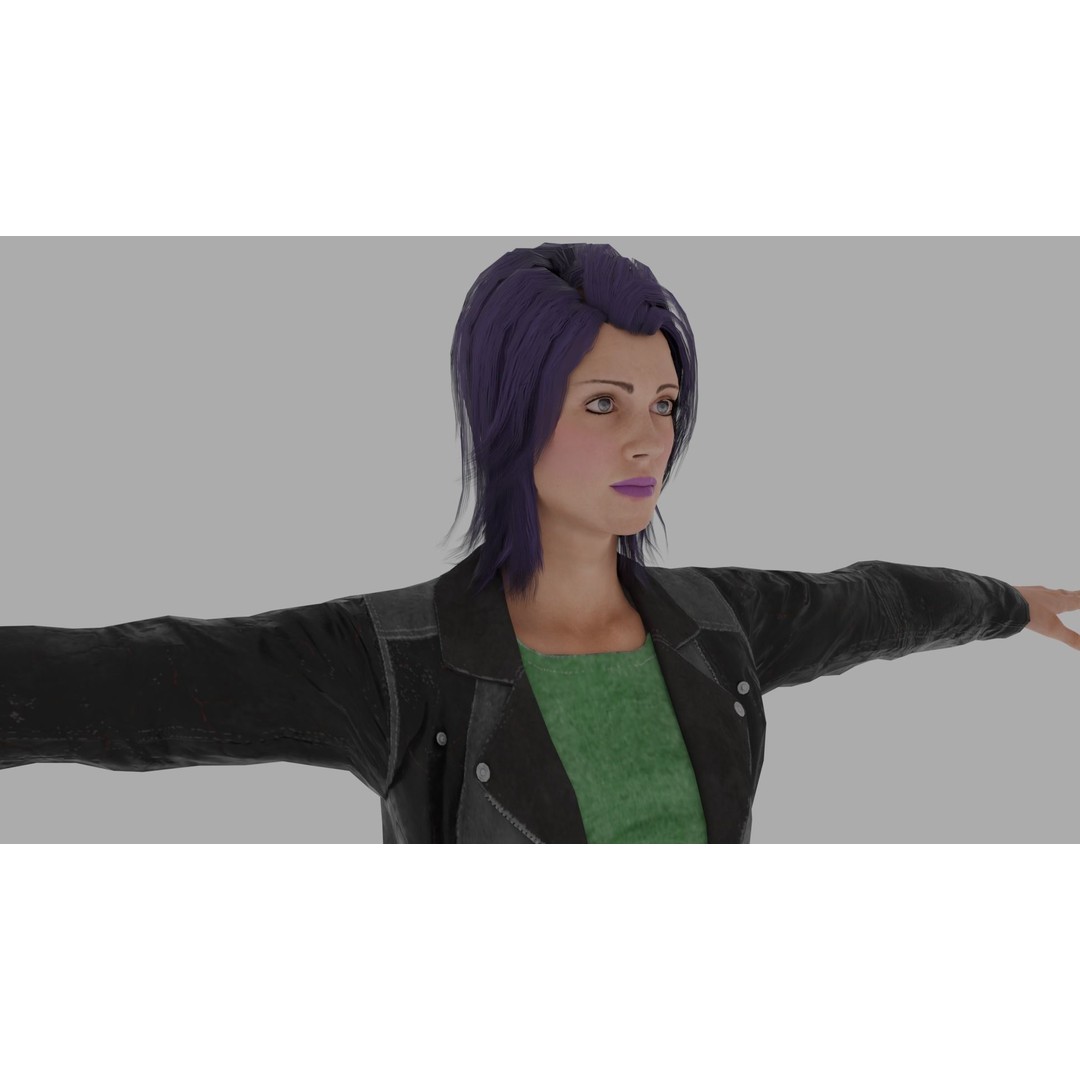 Rigged Female Character 3D Model – High Poly PBR Asset, FBX, Blender - View 14