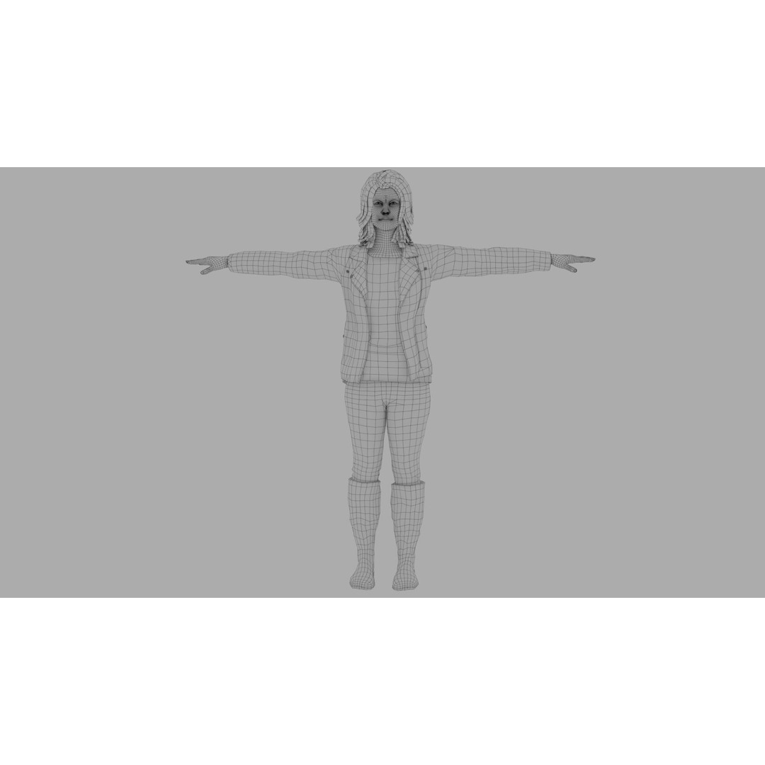Rigged Female Character 3D Model – High Poly PBR Asset, FBX, Blender - View 19