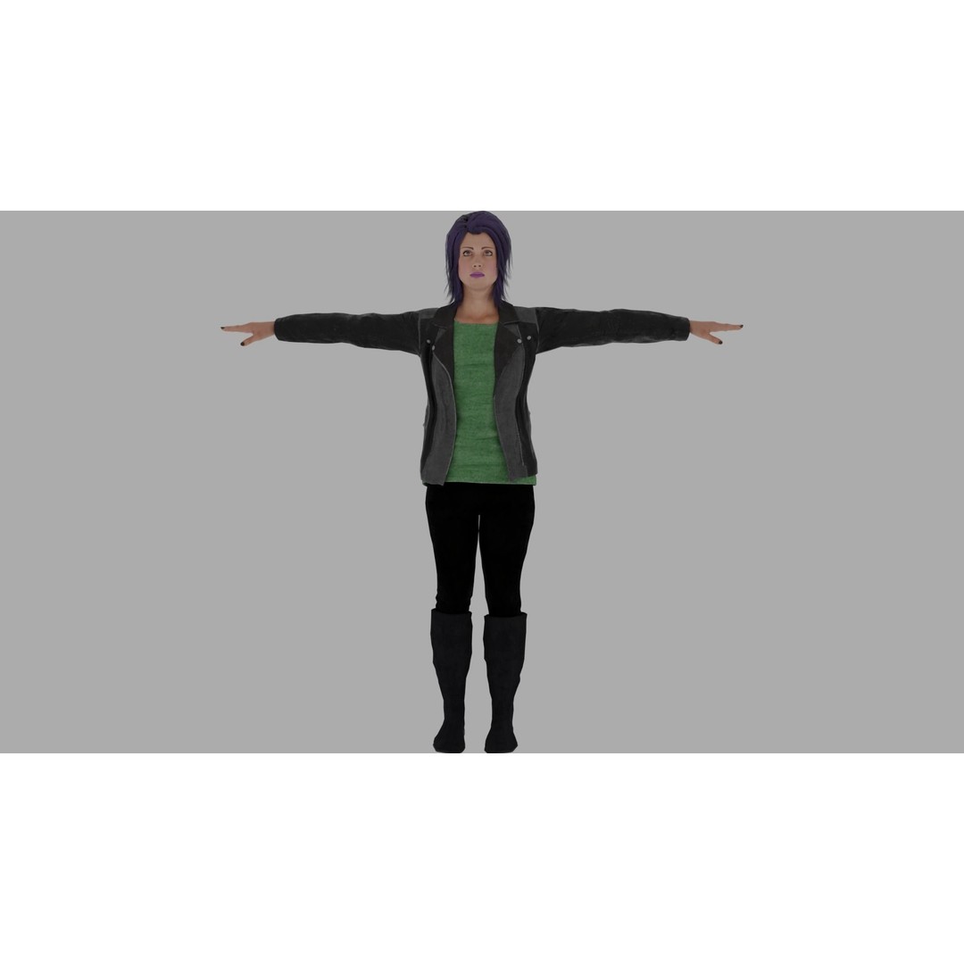 Rigged Female Character 3D Model – High Poly PBR Asset, FBX, Blender - View 4