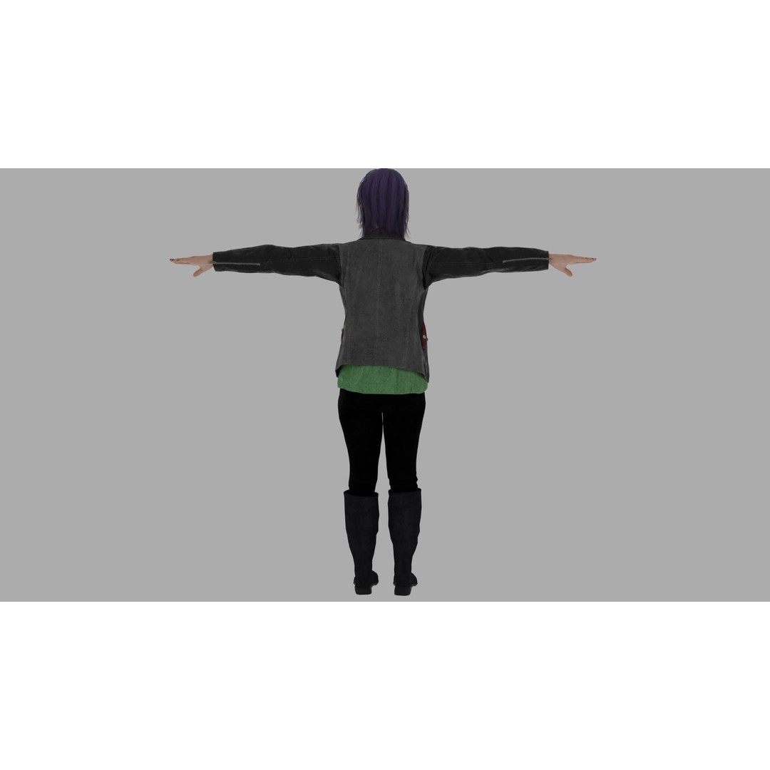 Rigged Female Character 3D Model – High Poly PBR Asset, FBX, Blender - View 6