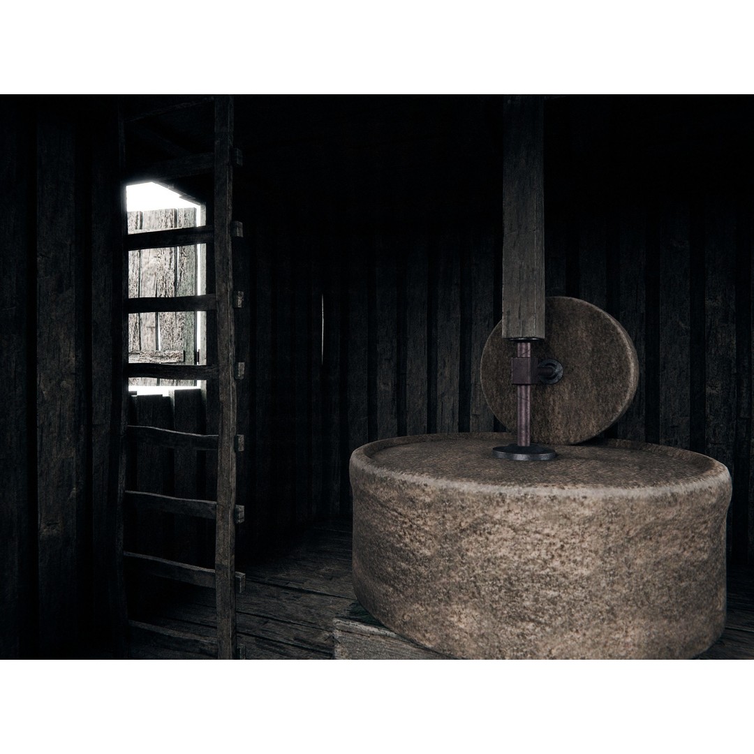 Old Wooden Windmill 3D Model – Rigged Animated Asset with PBR Textures - View 10