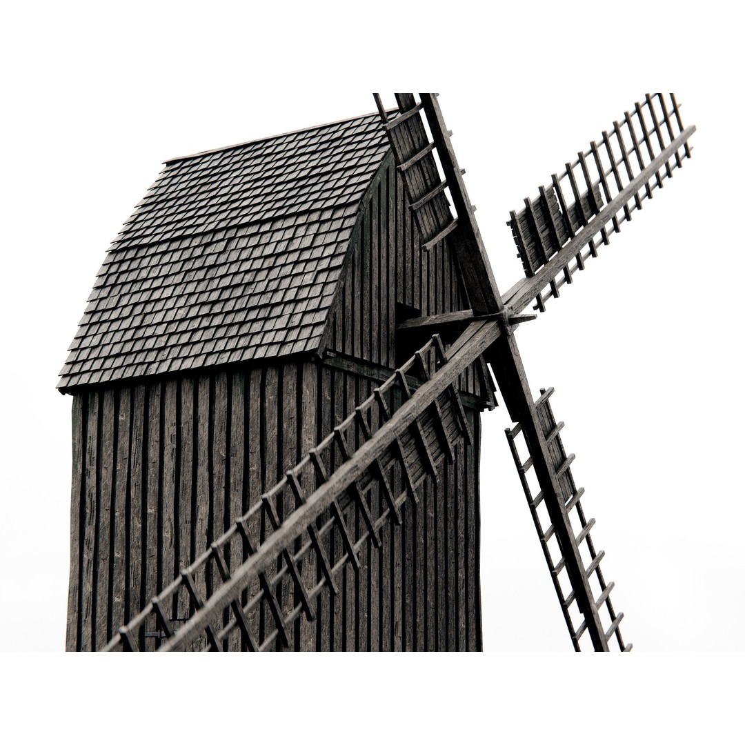 Old Wooden Windmill 3D Model – Rigged Animated Asset with PBR Textures - View 3