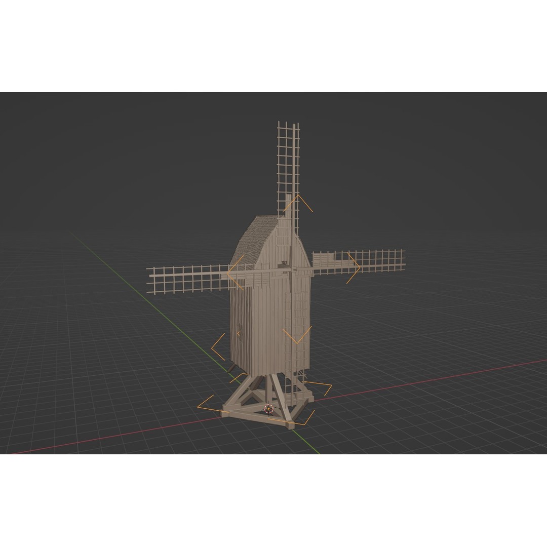 Old Wooden Windmill 3D Model – Rigged Animated Asset with PBR Textures - View 9