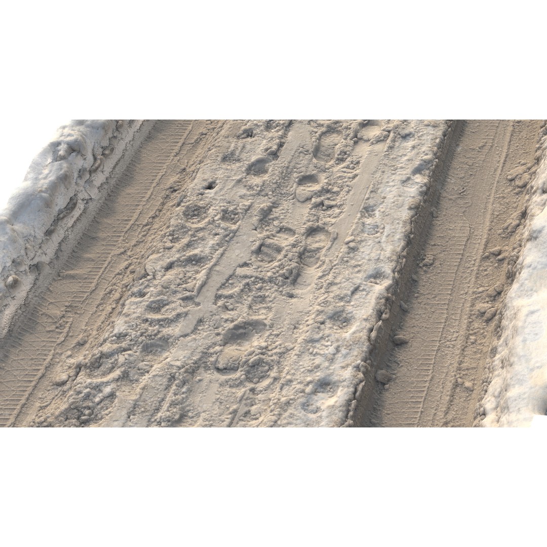Snowy Road 3D Model – Low Poly PBR Asset for Games and Archviz - View 14