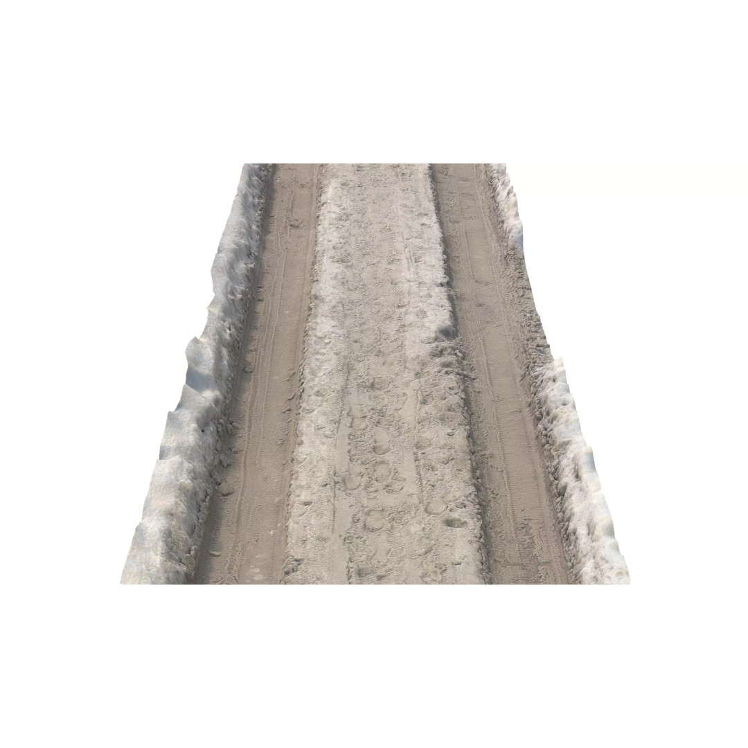 Snowy Road 3D Model – Low Poly PBR Asset for Games and Archviz - View 2