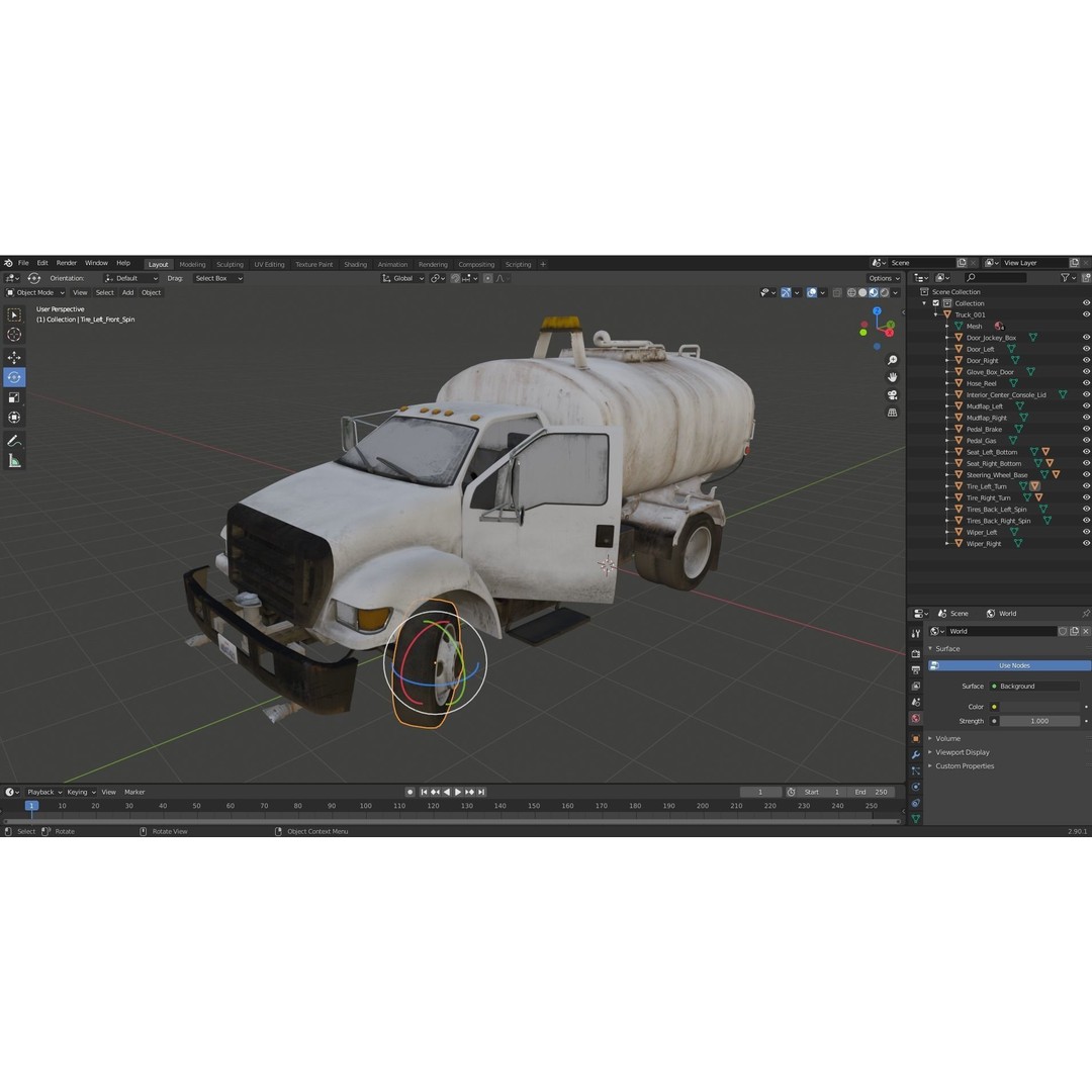 Water Truck 3D Model – Game Ready Low Poly Vehicle, PBR Textures