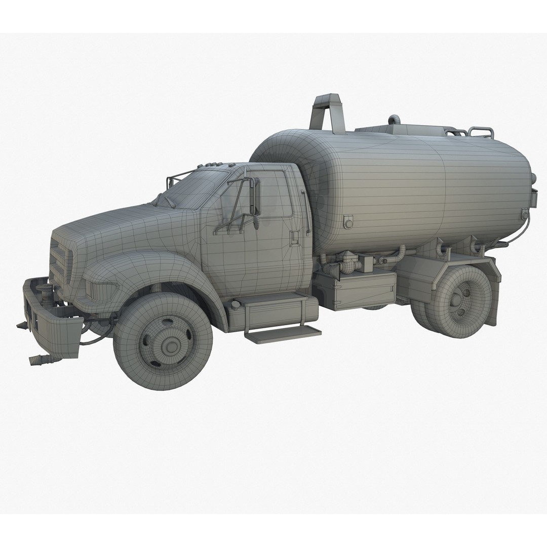 Water Truck 3D Model – Game Ready Low Poly Vehicle, PBR Textures - View 12