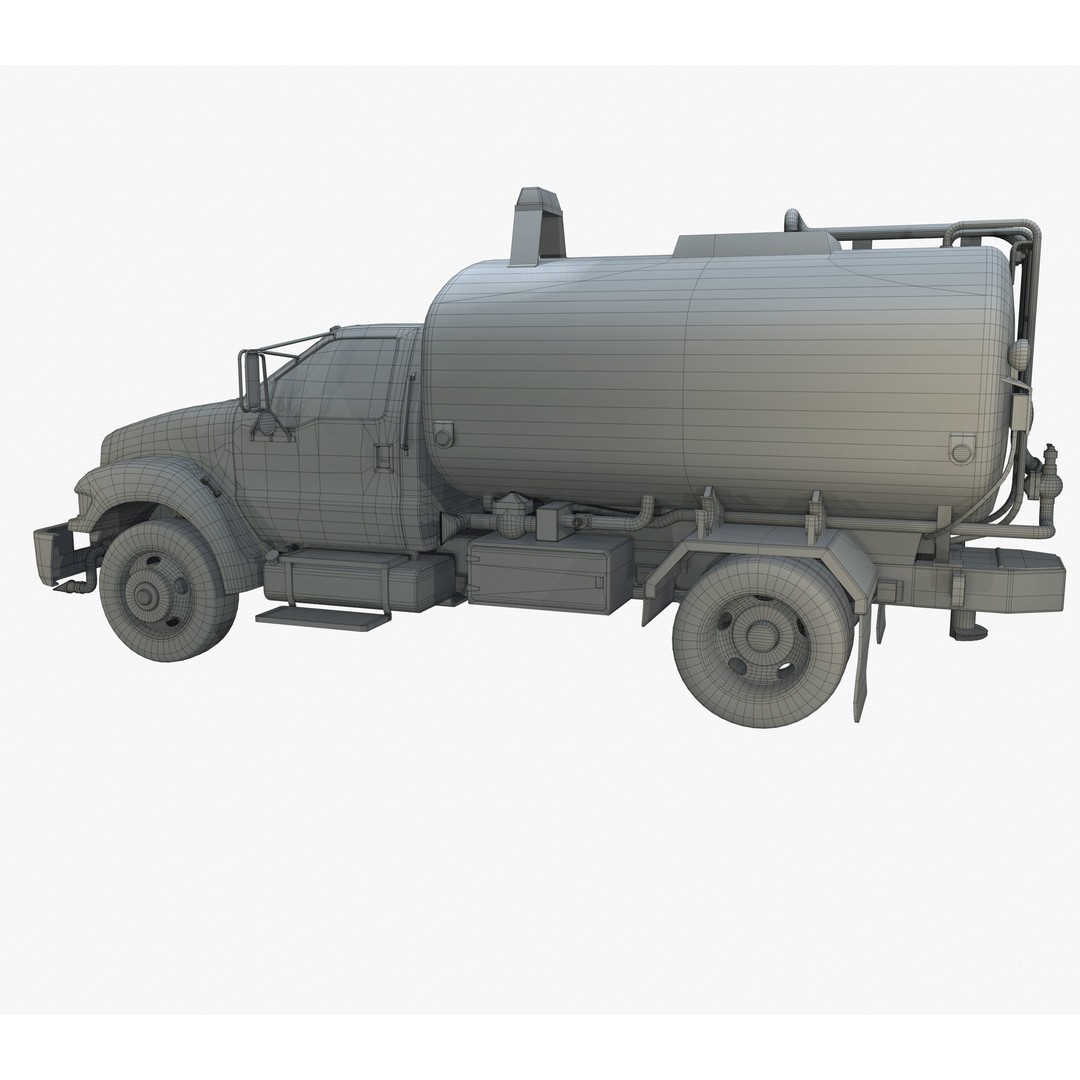 Water Truck 3D Model – Game Ready Low Poly Vehicle, PBR Textures - View 14