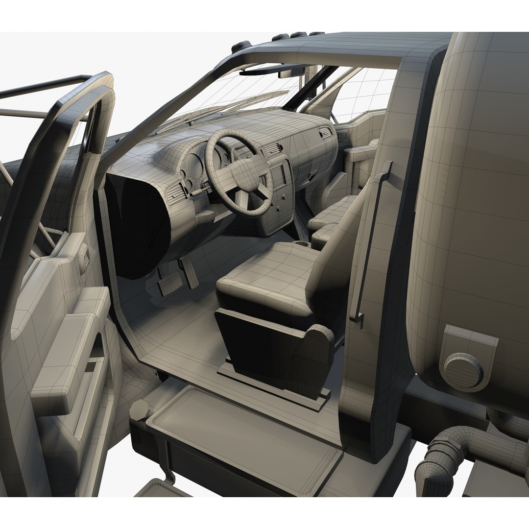 Water Truck 3D Model – Game Ready Low Poly Vehicle, PBR Textures - View 28