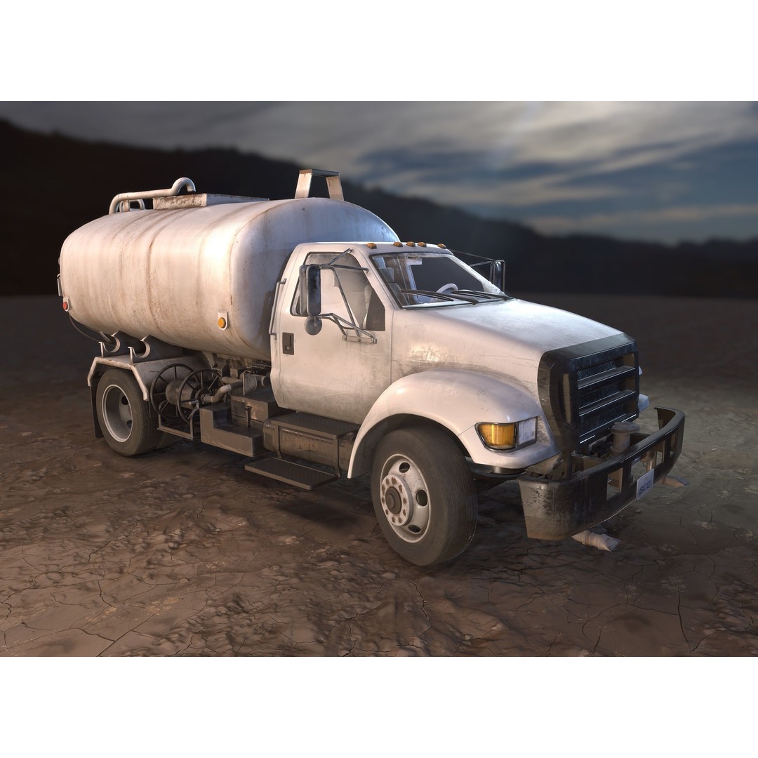 Water Truck 3D Model – Game Ready Low Poly Vehicle, PBR Textures - View 3