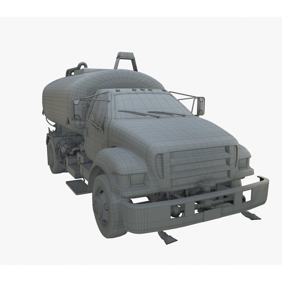 Water Truck 3D Model – Game Ready Low Poly Vehicle, PBR Textures - View 8