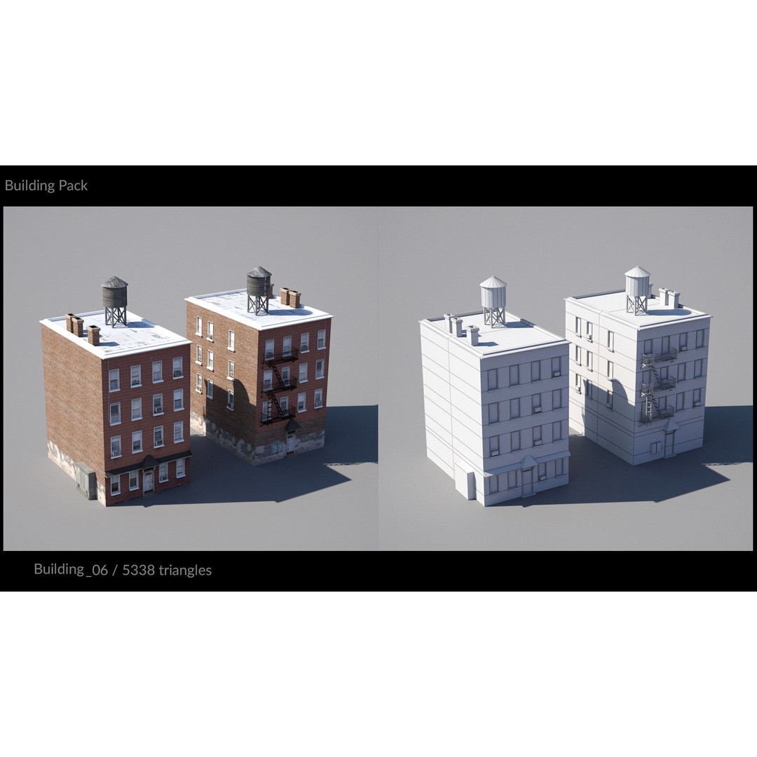 Low Poly Building 3D Model – Game-Ready Urban Pack with PBR Textures, FBX - View 10