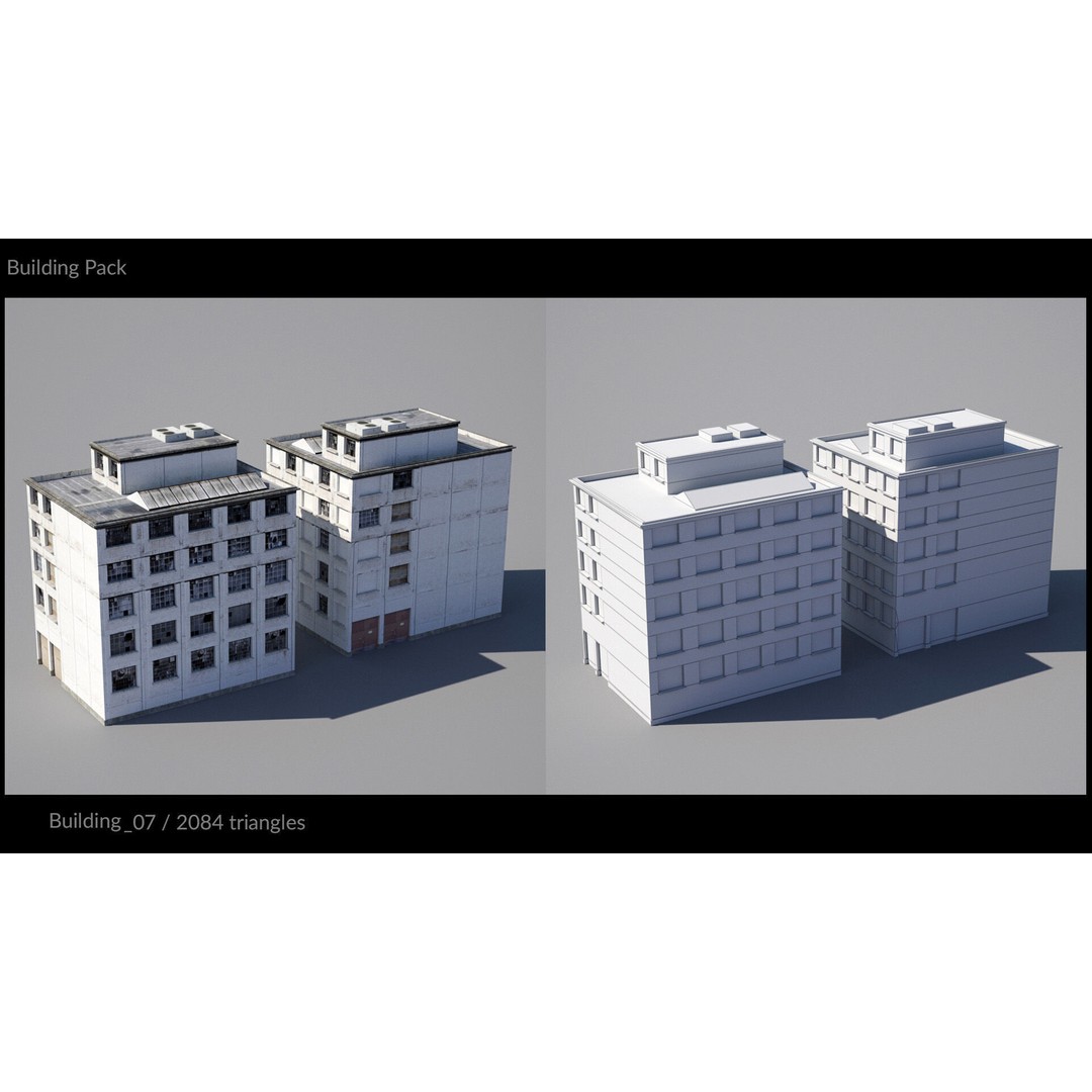 Low Poly Building 3D Model – Game-Ready Urban Pack with PBR Textures, FBX - View 11
