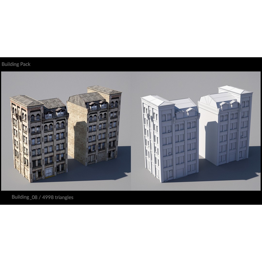 Low Poly Building 3D Model – Game-Ready Urban Pack with PBR Textures, FBX - View 12