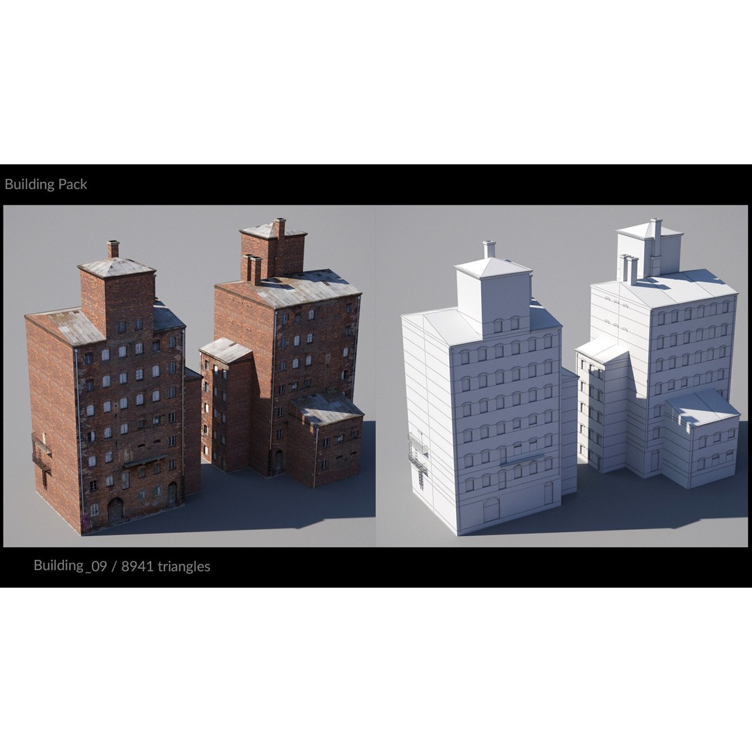Low Poly Building 3D Model – Game-Ready Urban Pack with PBR Textures, FBX - View 13