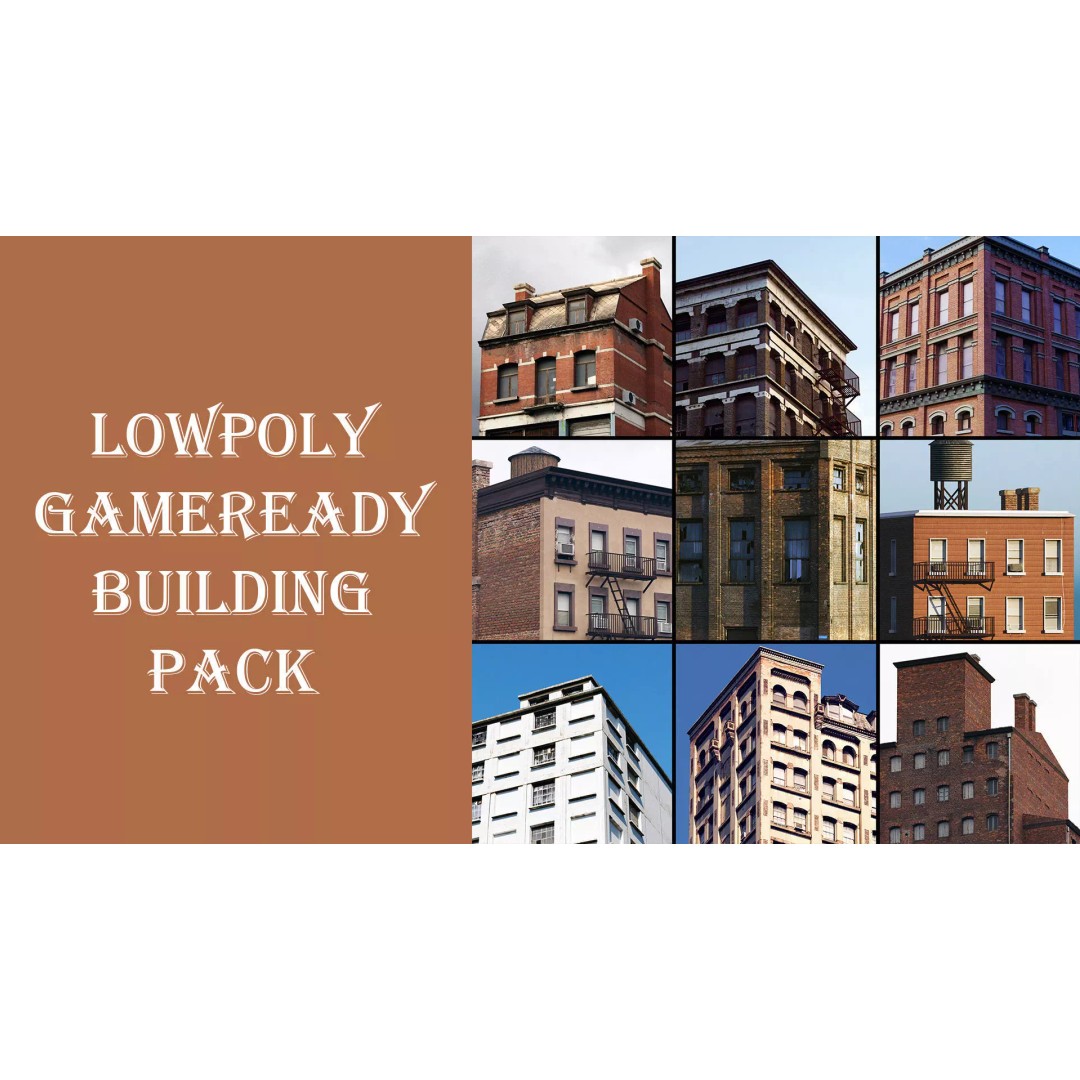 Low Poly Building 3D Model – Game-Ready Urban Pack with PBR Textures, FBX - View 2