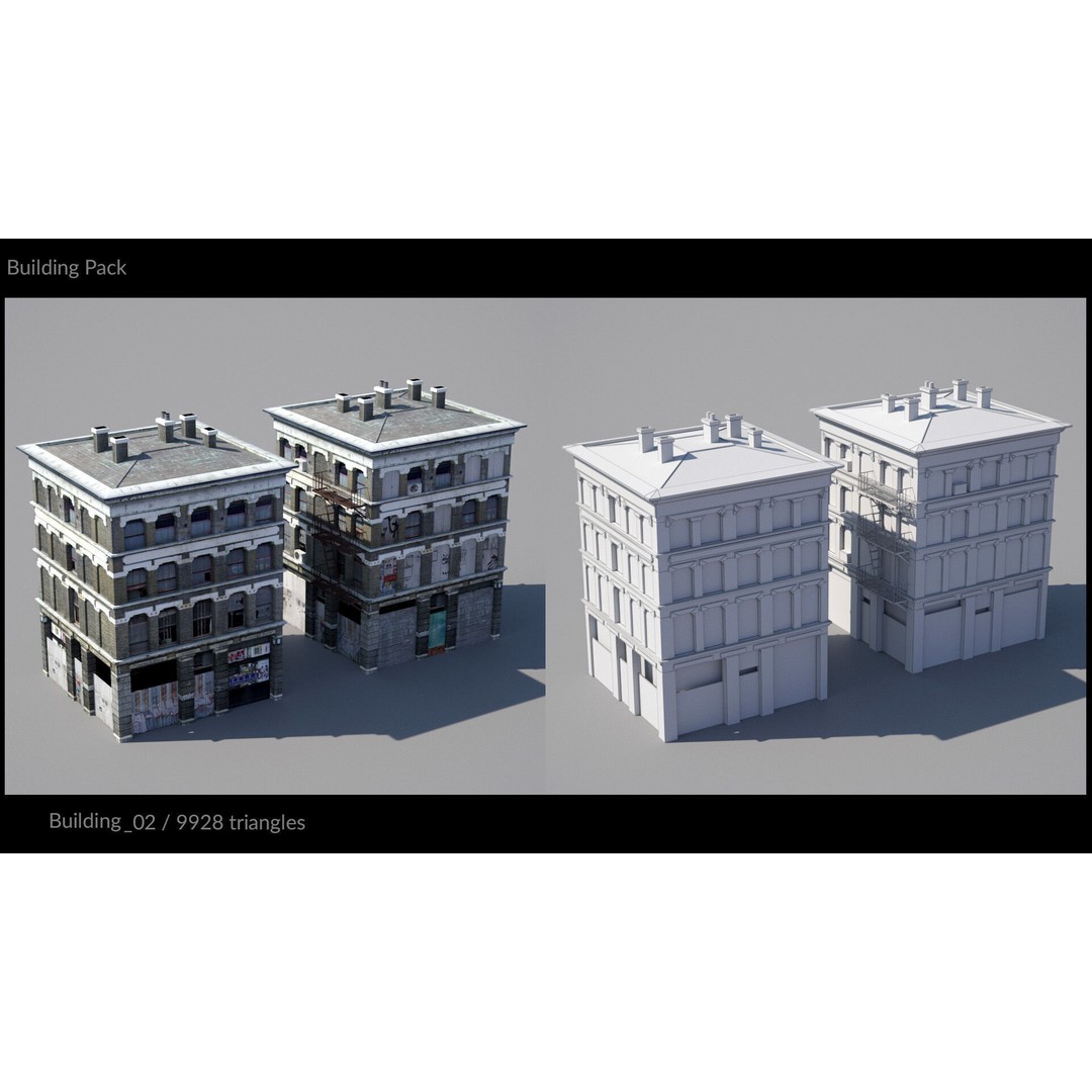 Low Poly Building 3D Model – Game-Ready Urban Pack with PBR Textures, FBX - View 6