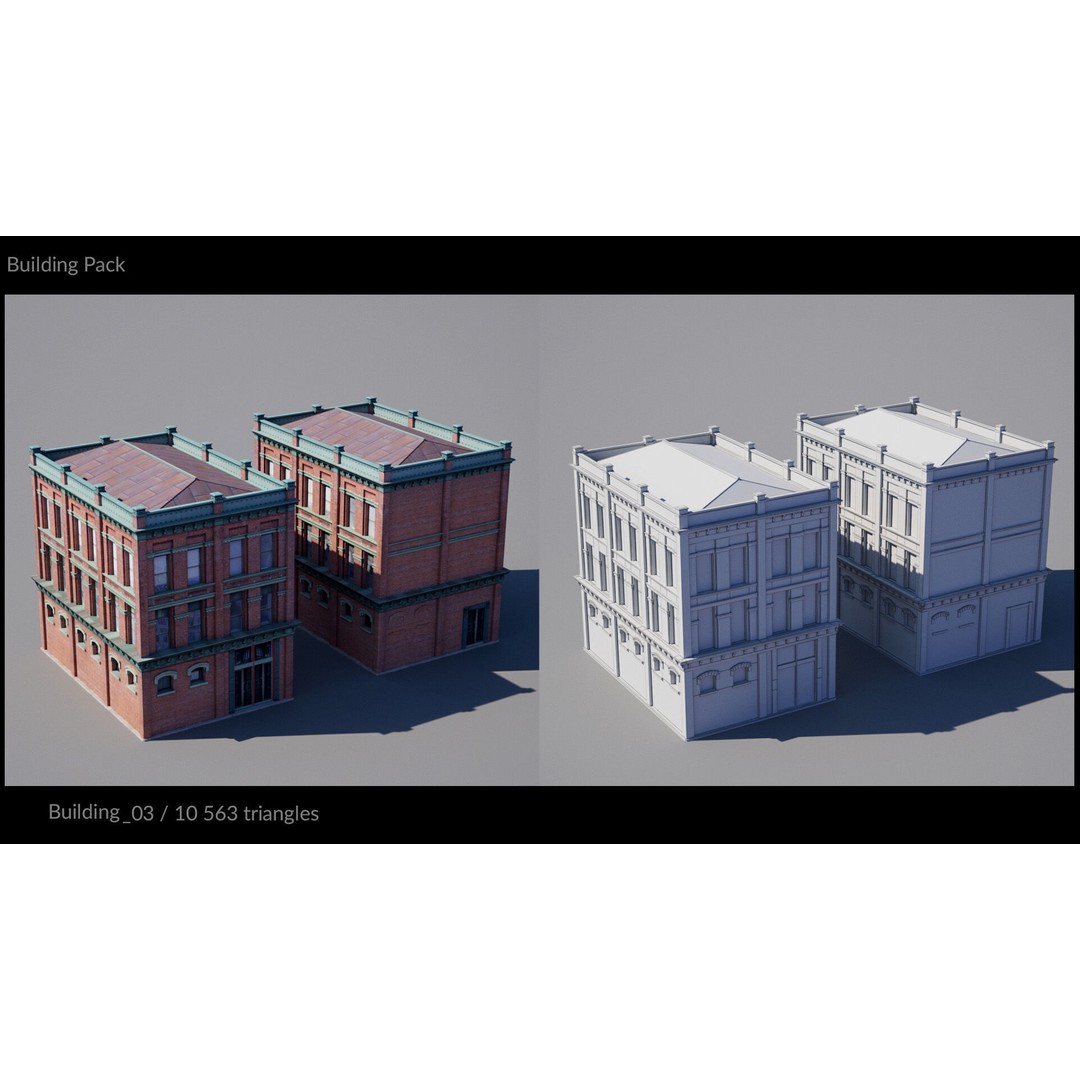 Low Poly Building 3D Model – Game-Ready Urban Pack with PBR Textures, FBX - View 7
