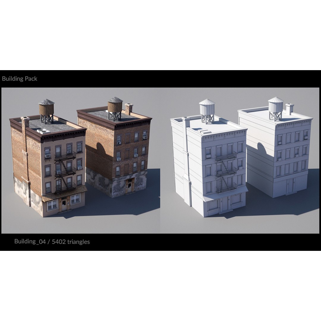 Low Poly Building 3D Model – Game-Ready Urban Pack with PBR Textures, FBX - View 8