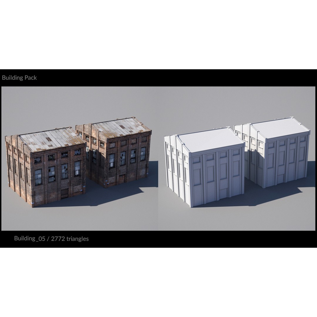 Low Poly Building 3D Model – Game-Ready Urban Pack with PBR Textures, FBX - View 9