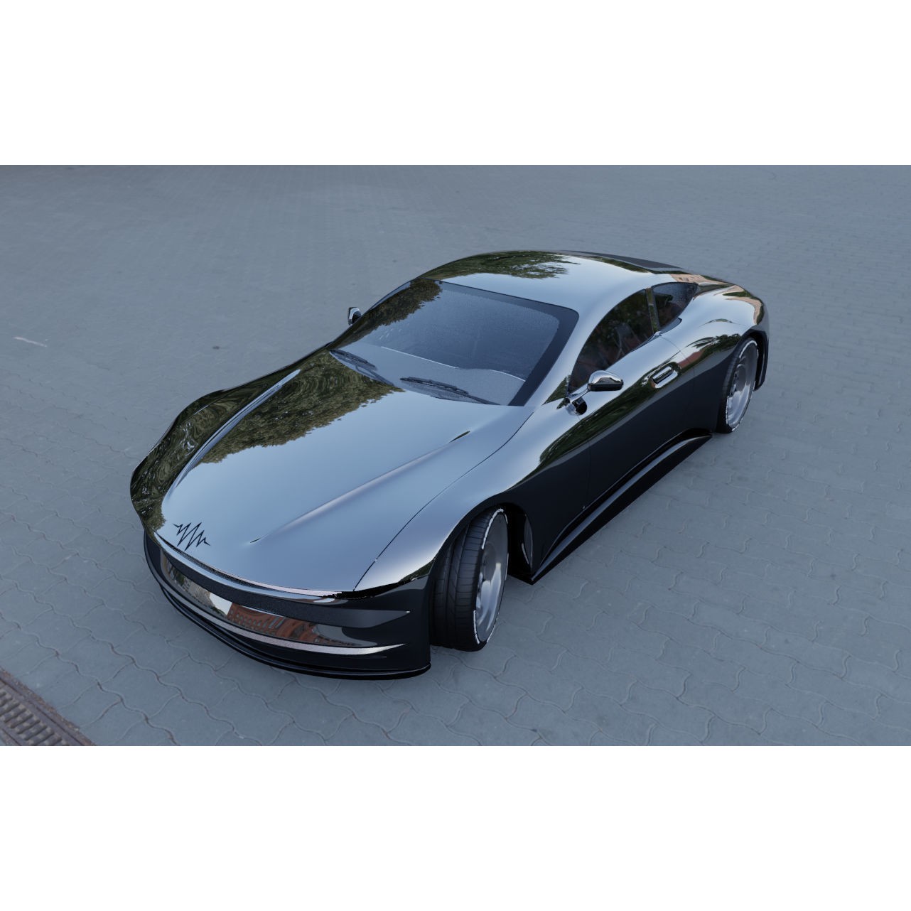 Futuristic Concept Car - High-Poly 3D Model - View 4