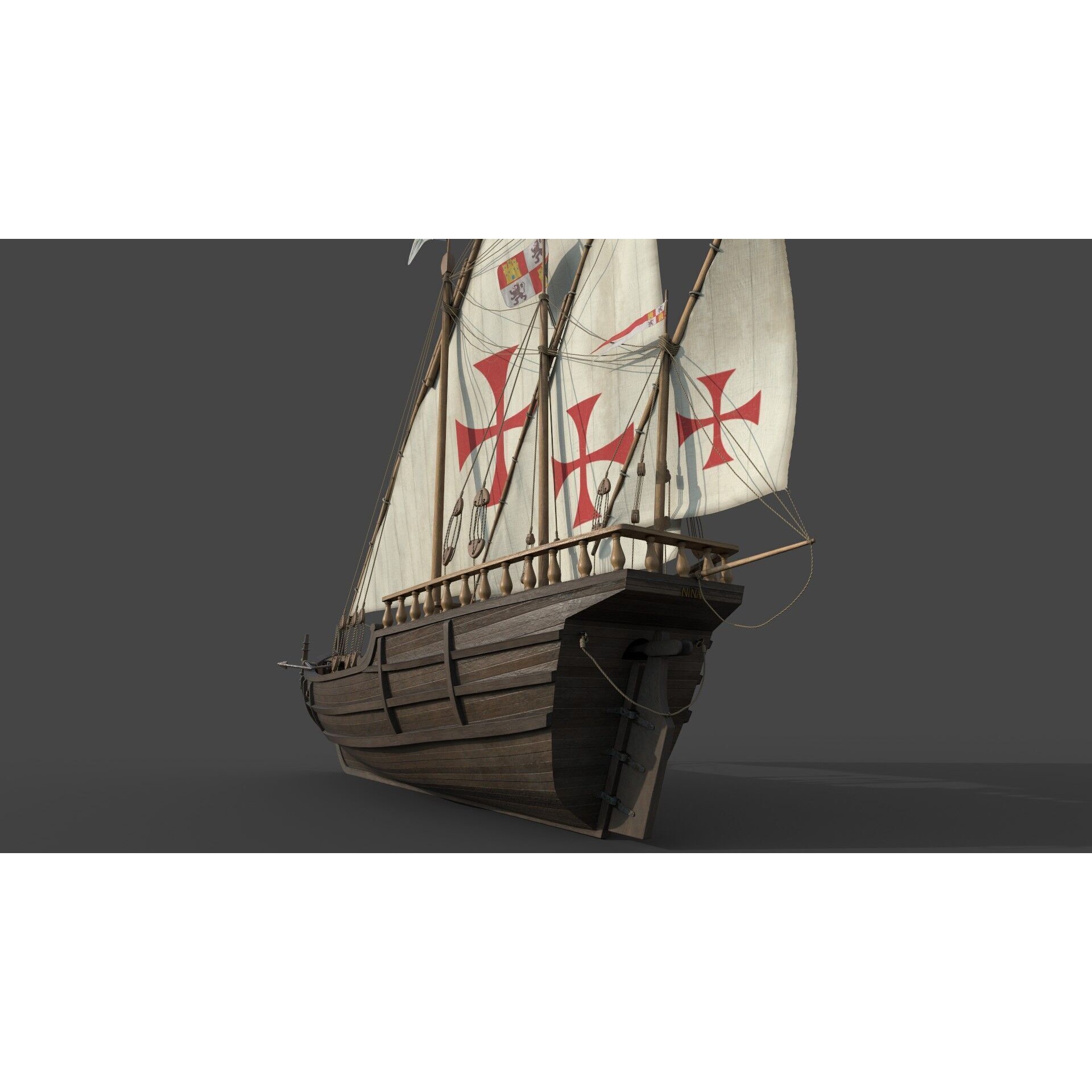 Nina Caravel - Historic Game-Ready 3D Model - View 9