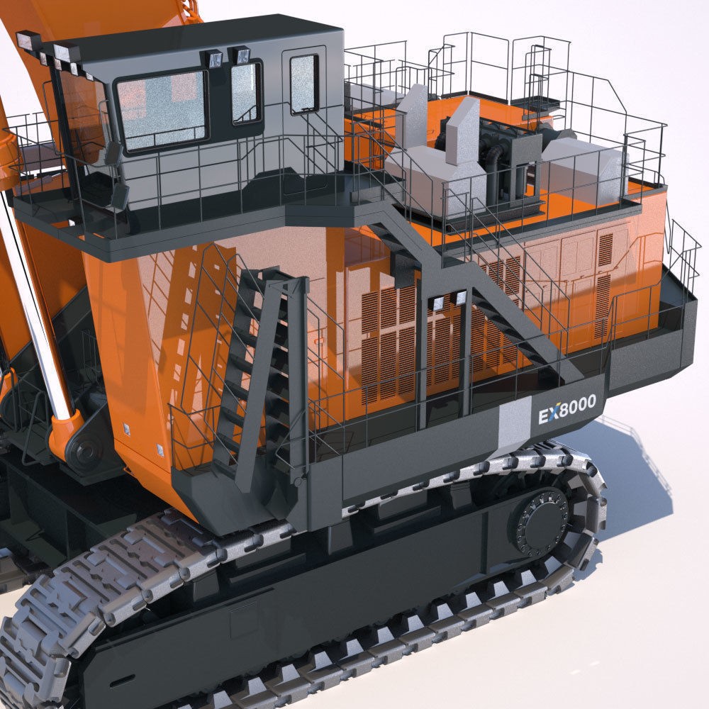 Excavator Hitachi EX8000 3D Model – High Poly Industrial Vehicle, FBX
