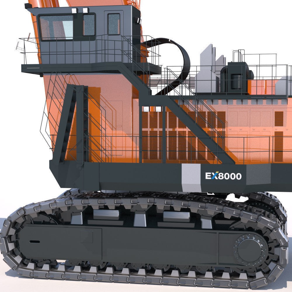 Excavator Hitachi EX8000 3D Model – High Poly Industrial Vehicle, FBX - View 11